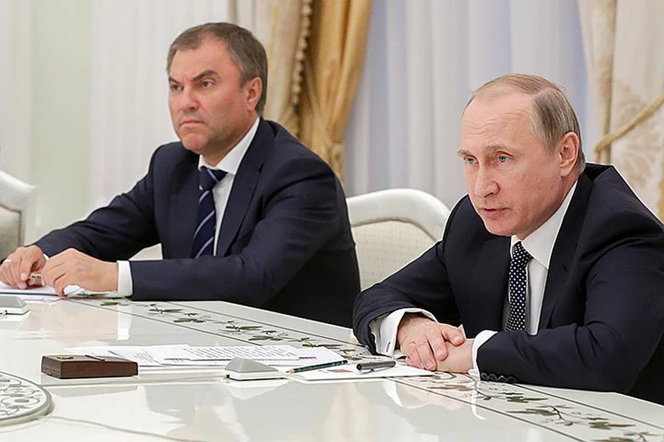 Владимир Путин и Вячеслав Володин. Фото: Анна Исакова/ТАСС