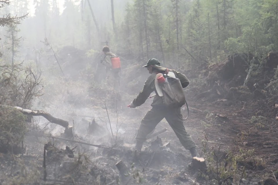 Два лесных пожара тушат около поселка Загатуй в Иркутской области