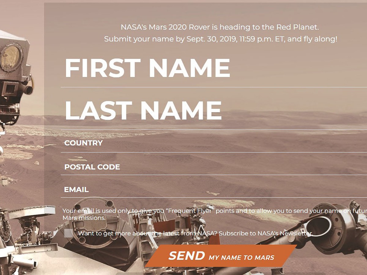 Как отправить свое имя на Марс - инструкция 