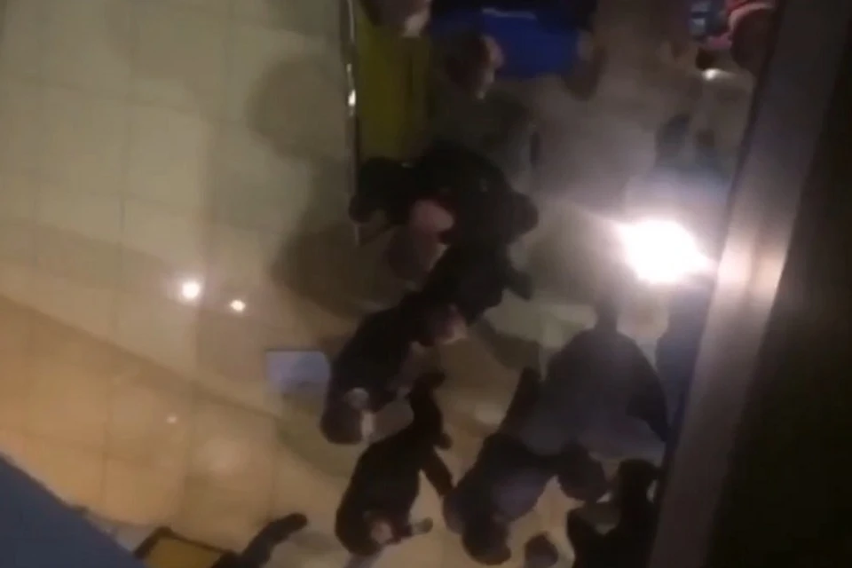 Момент массовой драки сняли на видео посетители торгового центра