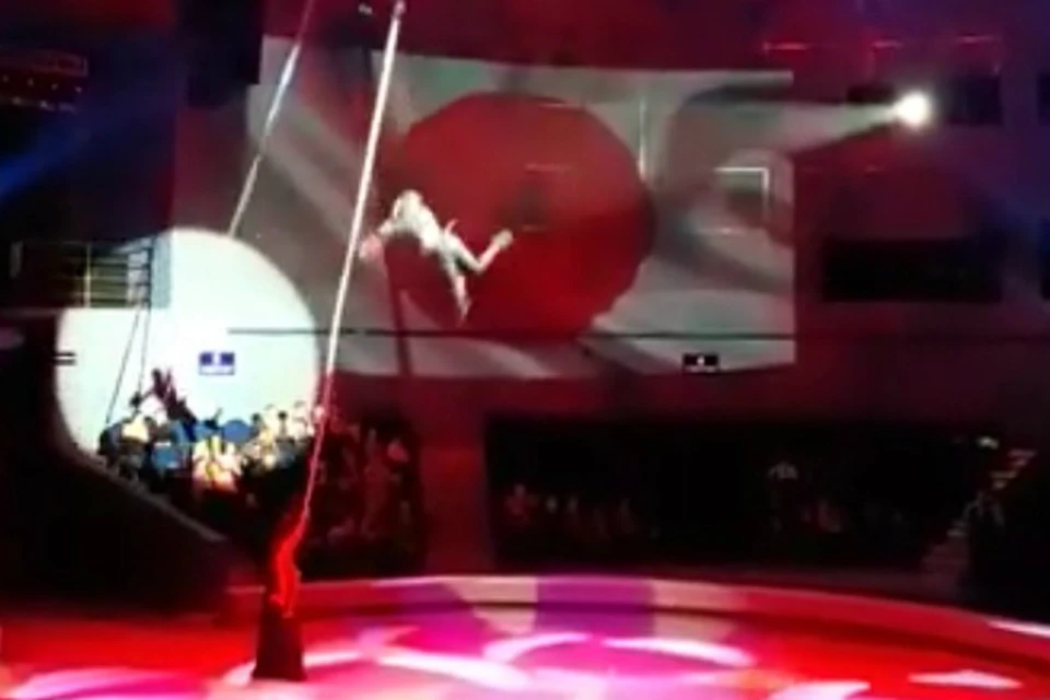 Во Владивостокском цирке сорвалась гимнастка. Скрин из видео: dps_vl