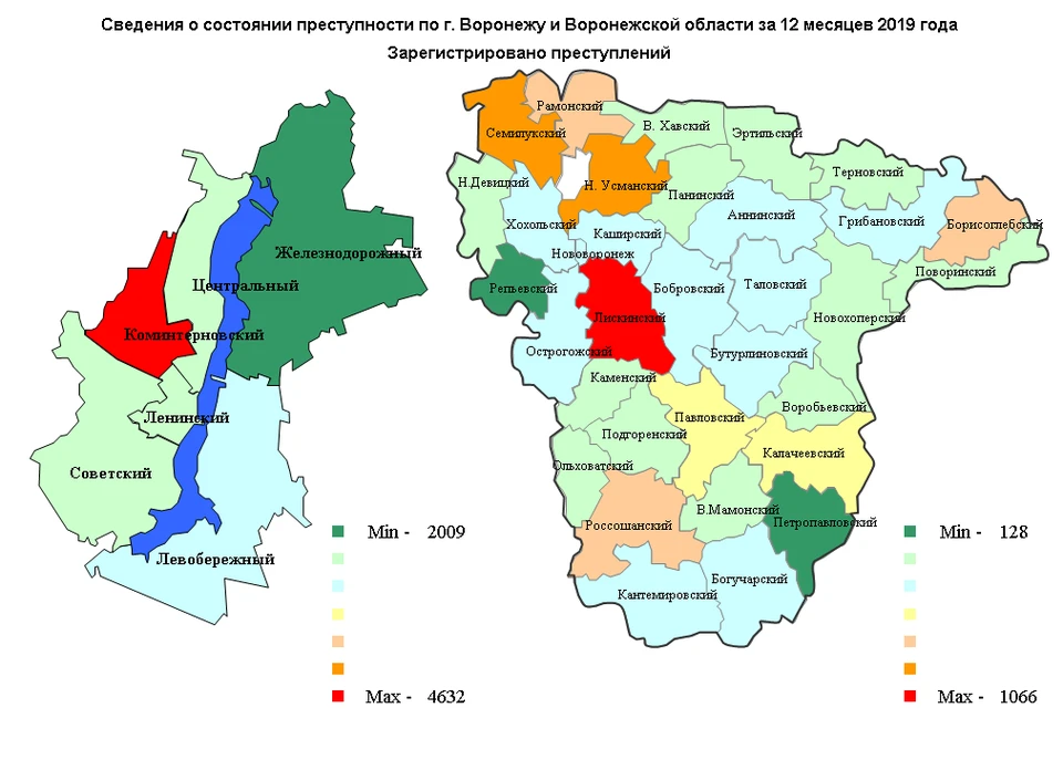 Карта центрального района воронежа