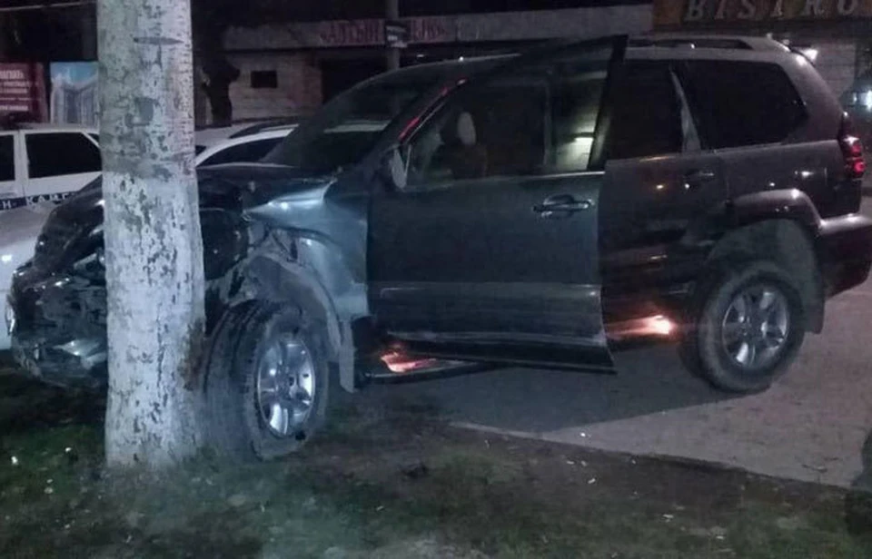После столкновения с другими автомобилями внедорожник врезался в дерево (Фото: Управление Патрульной службы милиции).
