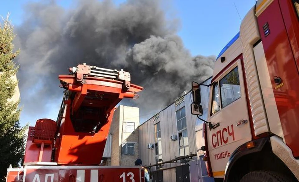 Пожарные рассказали о причинах крупного пожара в тюменском ангаре. Фото - ГУ МЧС по Тюменской области.