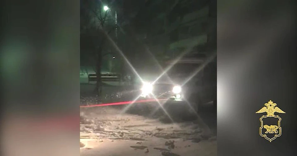 Полицейские помогли вытащить забуксовавший автомобиль. Фото: скриншот видео УМВД по Приморскому краю