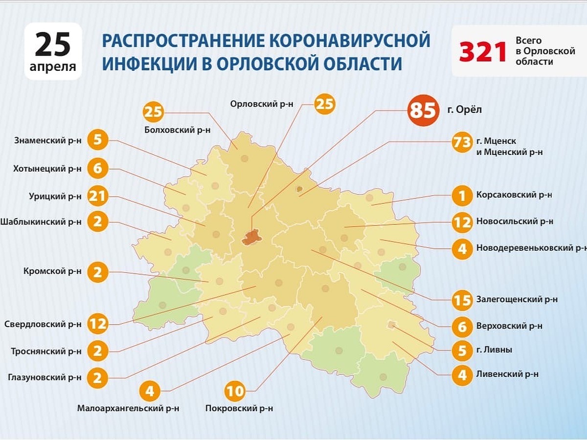 Коронавирус в Орловской области: география заболевания на 25 апреля - KP.RU