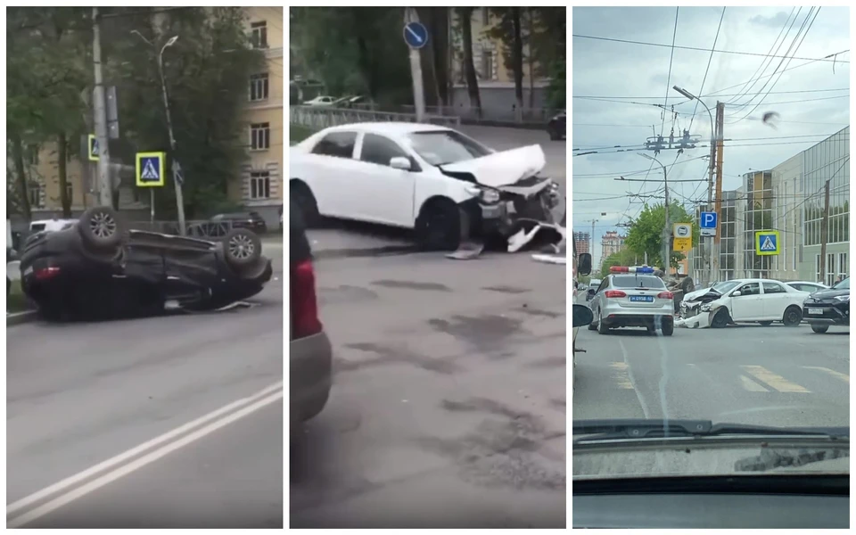 Внедорожник оказался на крыше после столкновения с Toyota. Фото: соцсети