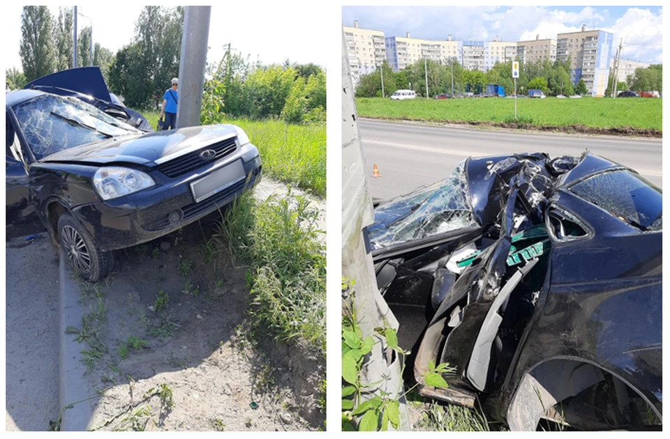 Приора врезалась в заправку