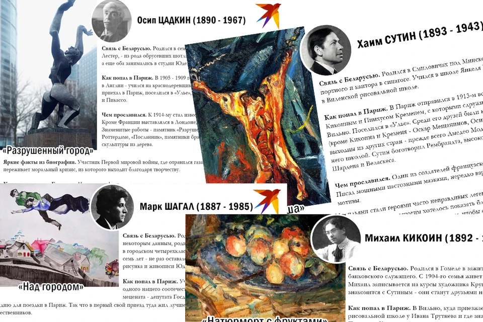 "Комсомолка" собрала информацию о художниках Парижской школы в форме удобных карточек.
