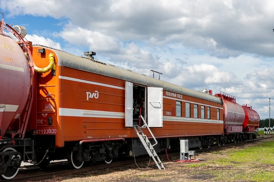 Как устроен пожарный поезд «Пурга». Фото: пресс-служба КрасЖД