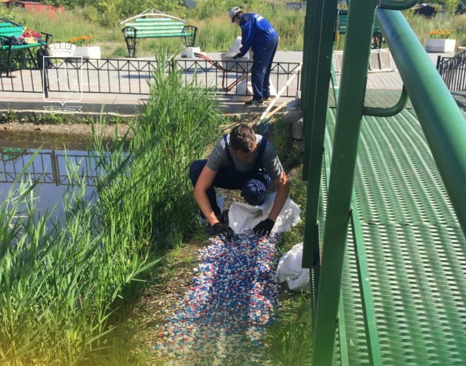 Благоустройство сквера продолжается с участием местных жителей и стройотрядовцев.