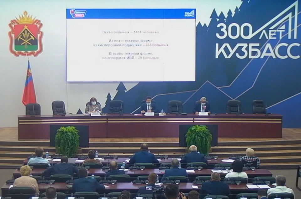 Сколько кузбассовцев с COVID-19 находится в тяжелом состоянии. ФОТО: кадр видео трансляции заседания Парламента Кузбасса.