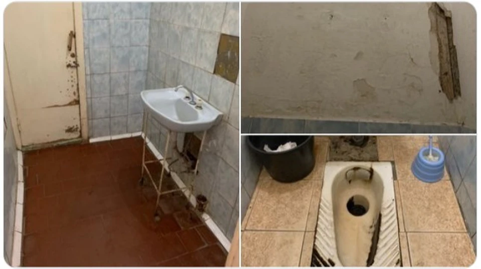 Качество ремонта в туалетах омской больницы не понравилось пресс-секретарю Навального. Фото: Twitter Киры Ярмыш