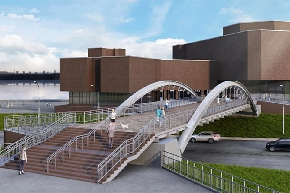 Пешеходный мост у филармонии Красноярска начнут строить в 2020 году. Фото: «Гражданское проектирование».