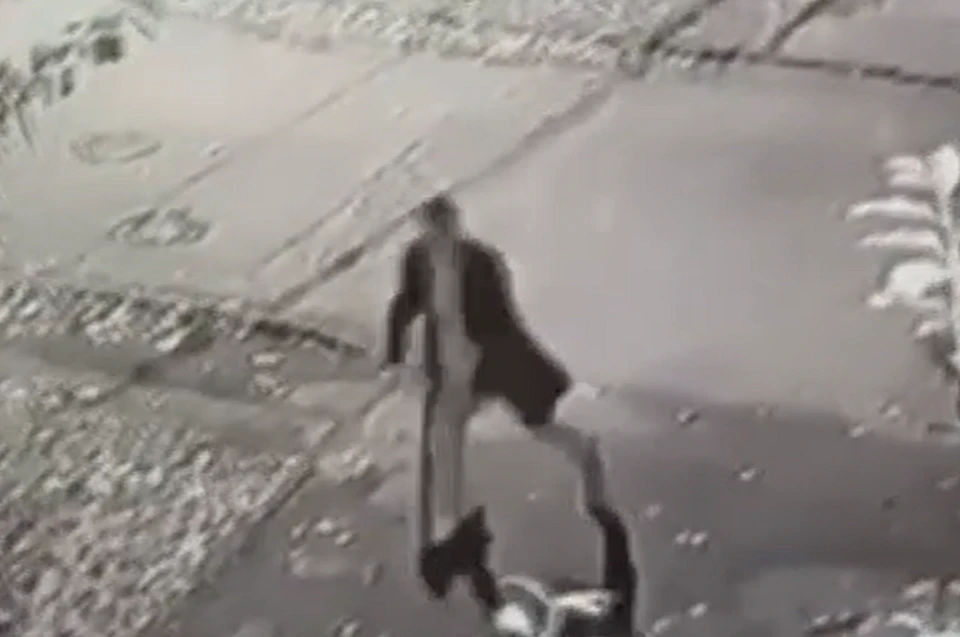 Мужчина отобрал самокат у ребенка и уехал на нем. Фото: кадр видео ГУ МВД по Пермскому краю.