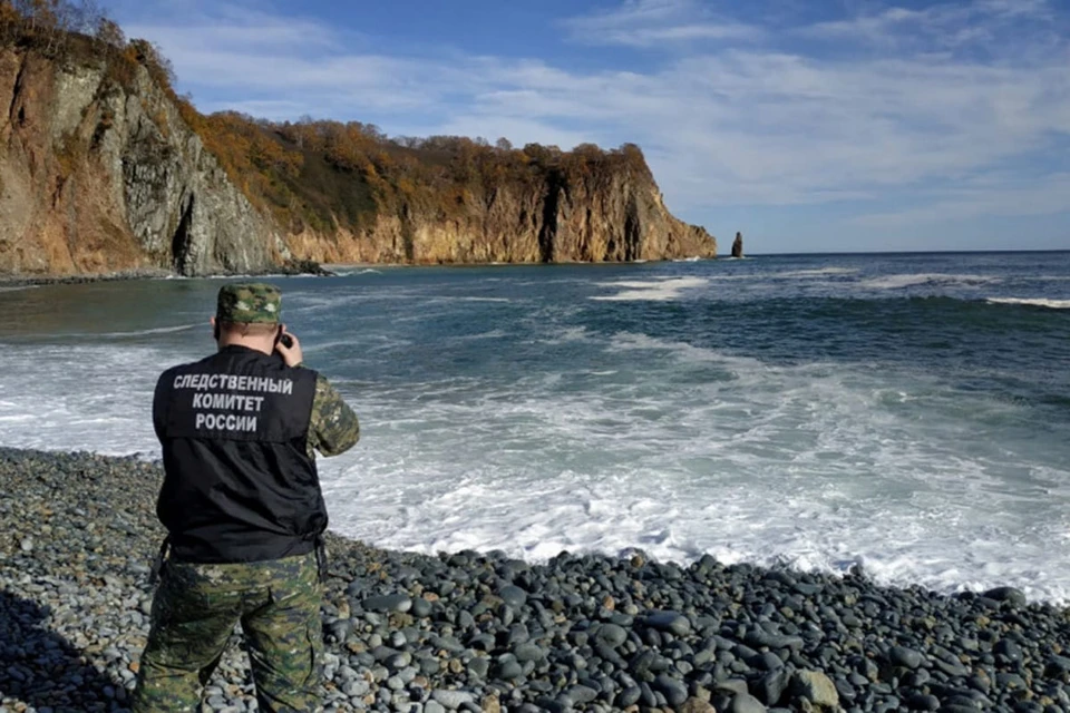Сотрудники СК на месте загадочного происшествия на Камчатке, где на берег пляжа вынесло тысячи погибших морских животных.