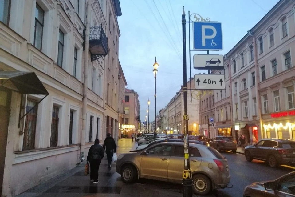 Первые знаки для платной парковки появились на улице Рубинштейна. Фото: gcup.spb.ru/