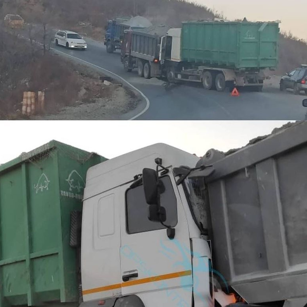 Герой – подставил себя под удар». Появилось видео момента ДТП с самосвалом  под Владивостоком - KP.RU