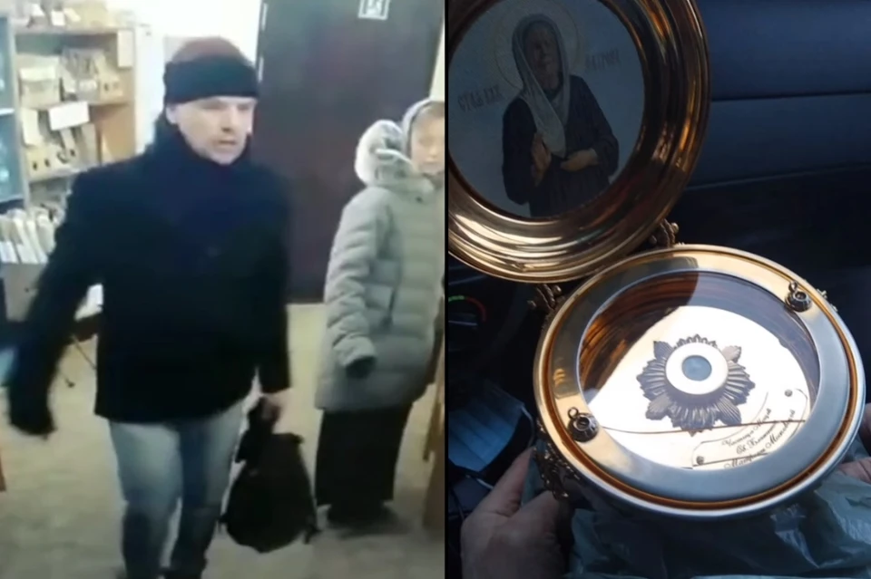 Вора, укравшего мощи Святой Матроны из монастыря в Ленобласти, допросили полицейские. Фото: МВД России