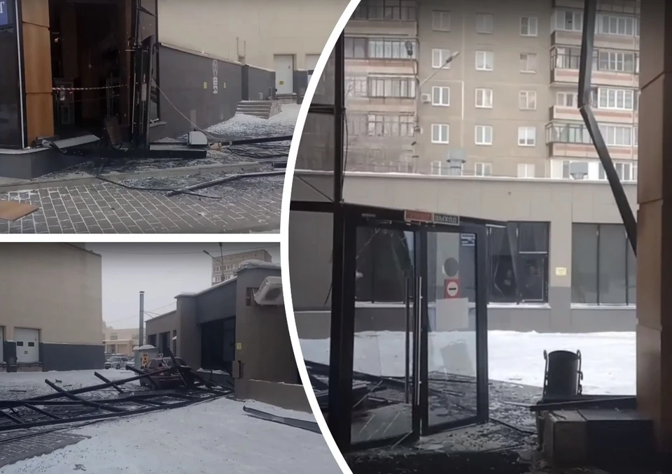 Сильным ветром снесло стеклянные и железные конструкции