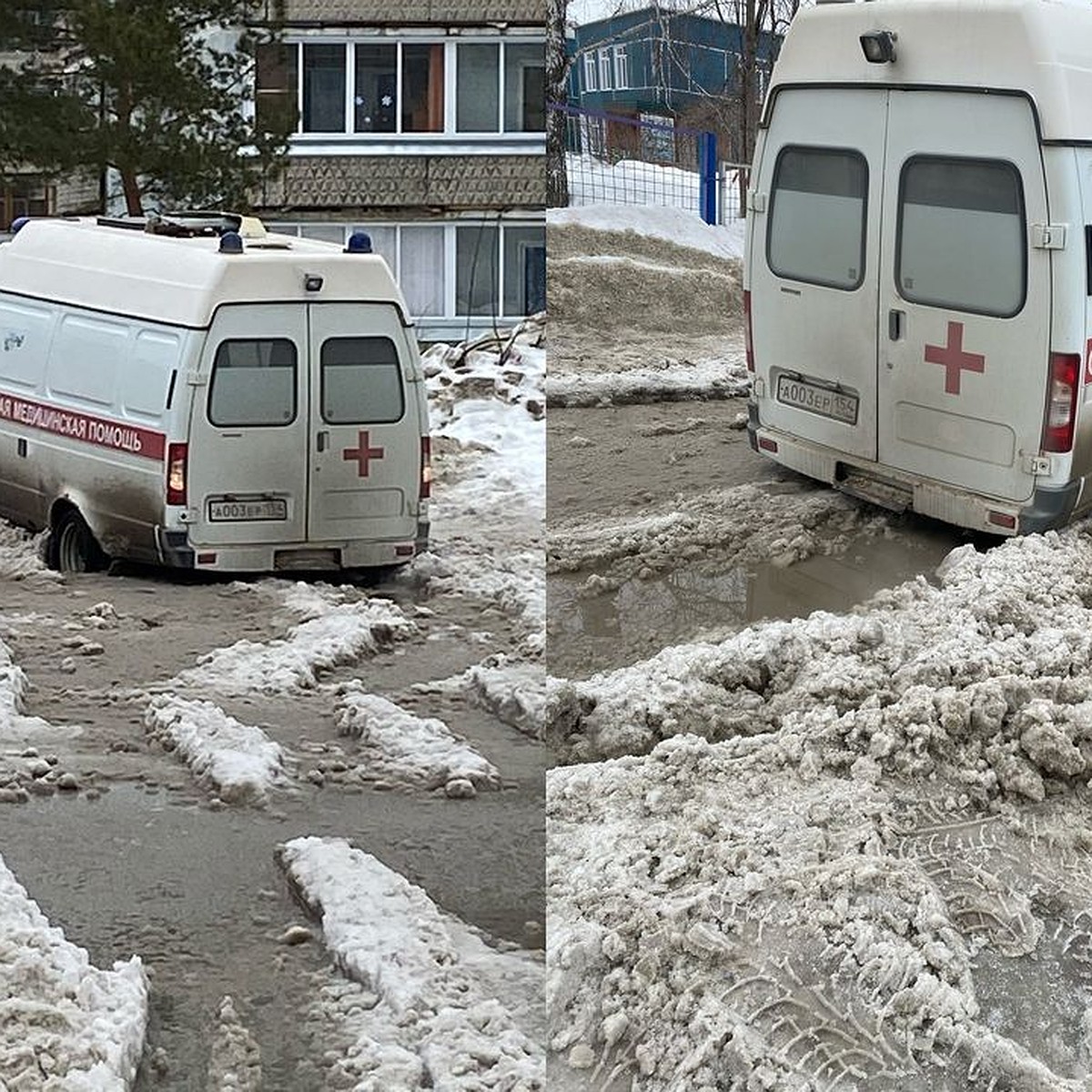 В Новосибирске скорая помощь застряла в луже, когда ехала к пациенту - KP.RU