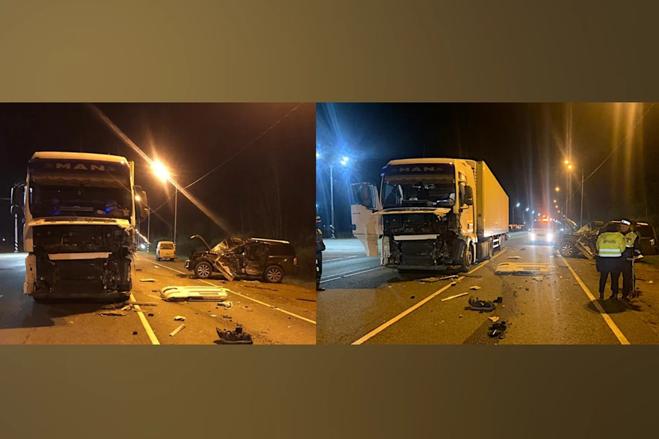В Тверской области на М-9 водитель легковушки вилял на дороге и столкнулся с фурой. Фото: пресс-служба ГИБДД по Тверской области и группа в ВК/Подслушано у эвакуаторов Тверь/ПУЭТ.