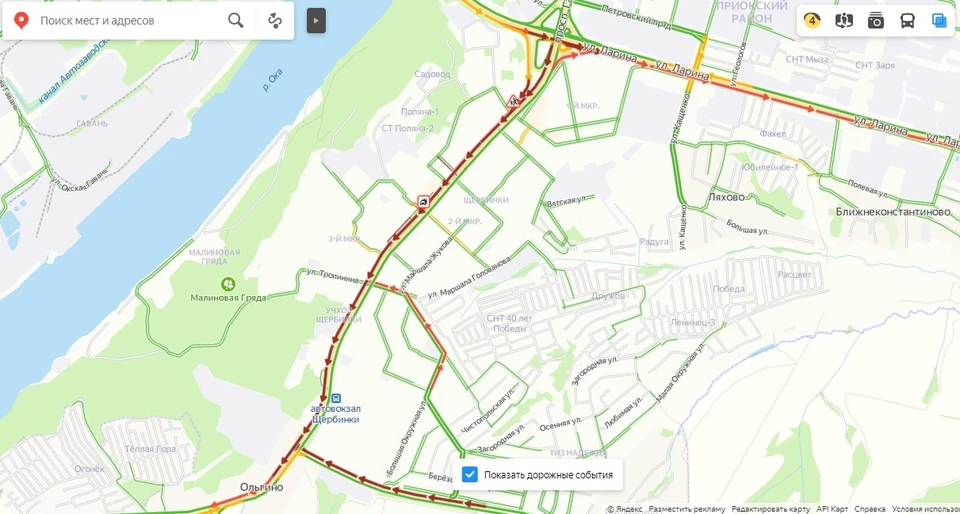Огромная пробка образовалась на выезде из Нижнего Новгорода днем 6 мая.
