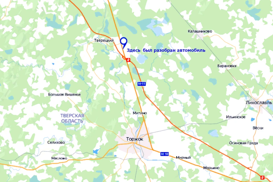 Автомобиль был оставлен на трассе. Фото: yandex.ru/maps