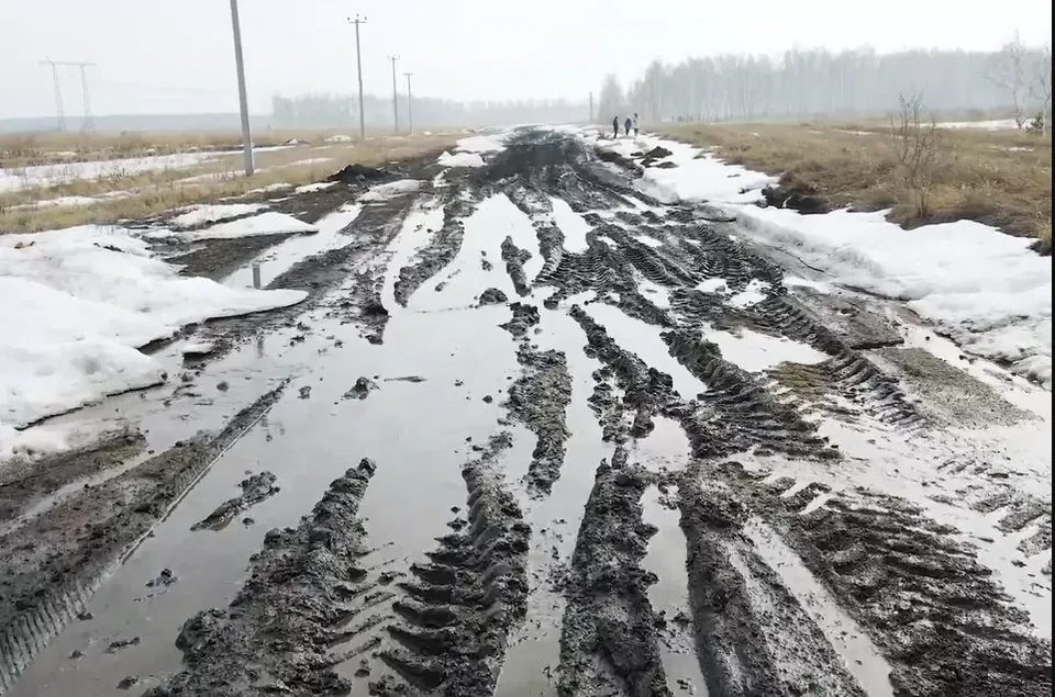 Так выглядела дорога в селе Заварухино этой весной