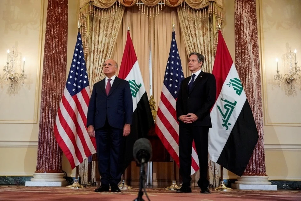 Министр иностранных дел Ирака Фуад Хусейн и госсекретарь США Энтони Блинкен