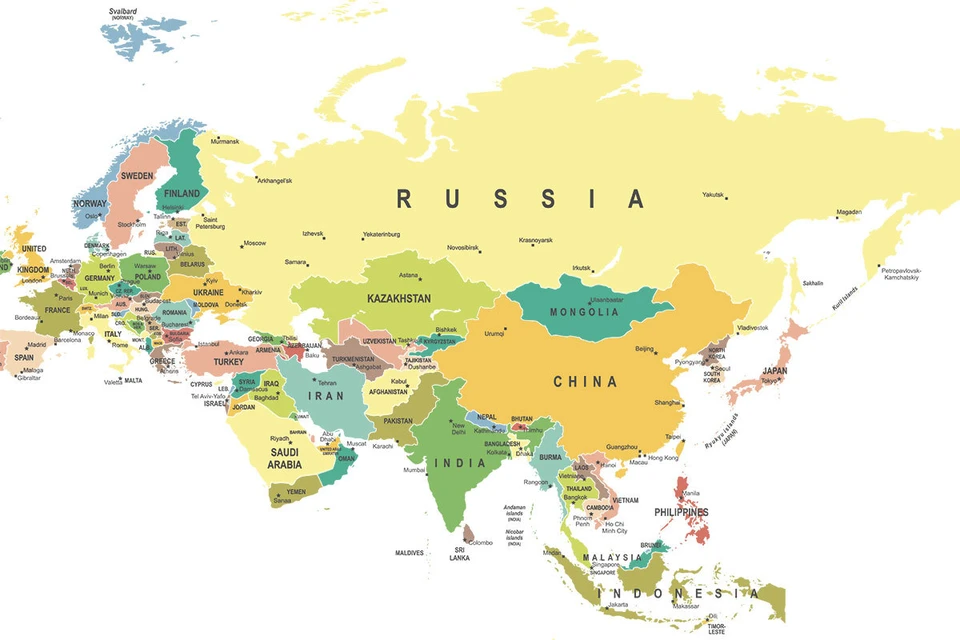 Евразия - крупнейший континент планеты, где живут две трети ее жителей.