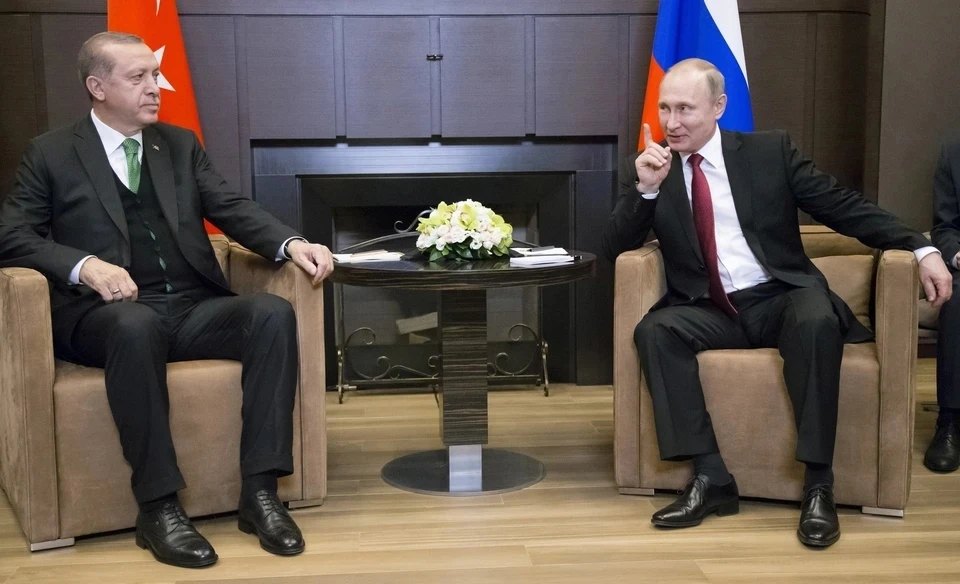 Президент Турции Тайип Эрдоган и российский лидер Владимир Путин