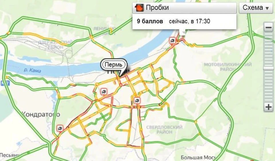 Карта пробок в перми сейчас