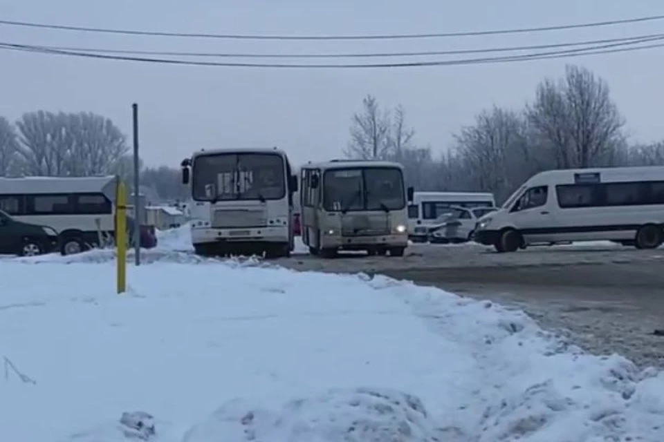 Автобусы №1 скопились на конечной остановке. Скриншот с видео, группа "Ярославль LIVE" ВКонтакте