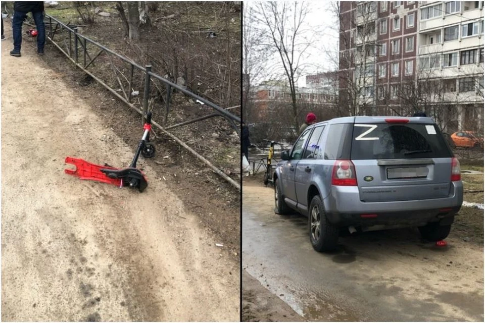 Молодой водитель сбил ребенка на тротуаре.