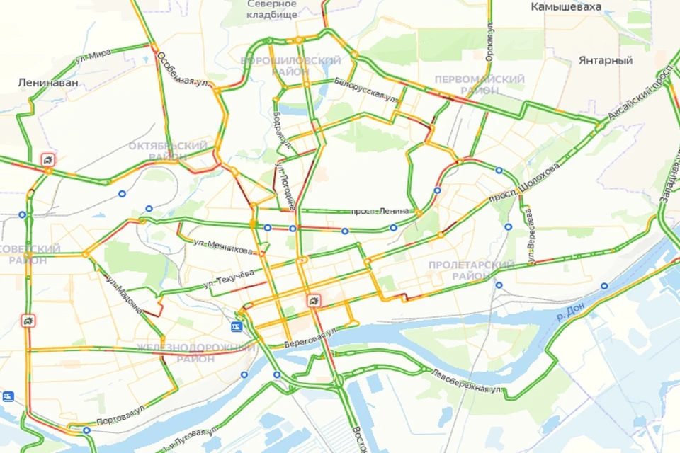 Утренние пробки в Ростове.