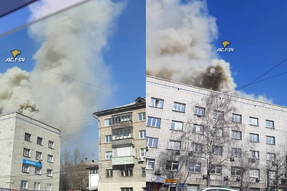 Над улицей Танковой поднялся огромный столб дыма. Фото: "АСТ-54"