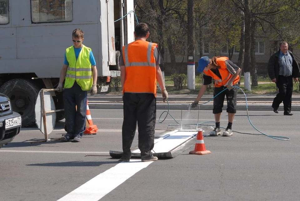 В Туле разметку на улице Советской нанесут с наступлением теплых ночей