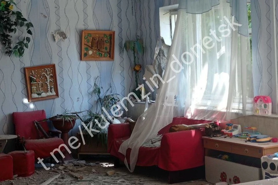 Снарядами поврежден детский сад №1 в Ленинском районе. Фото ТГ/Кулемзин
