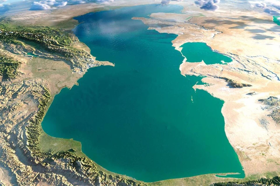 Каспийское море, вид сверху.