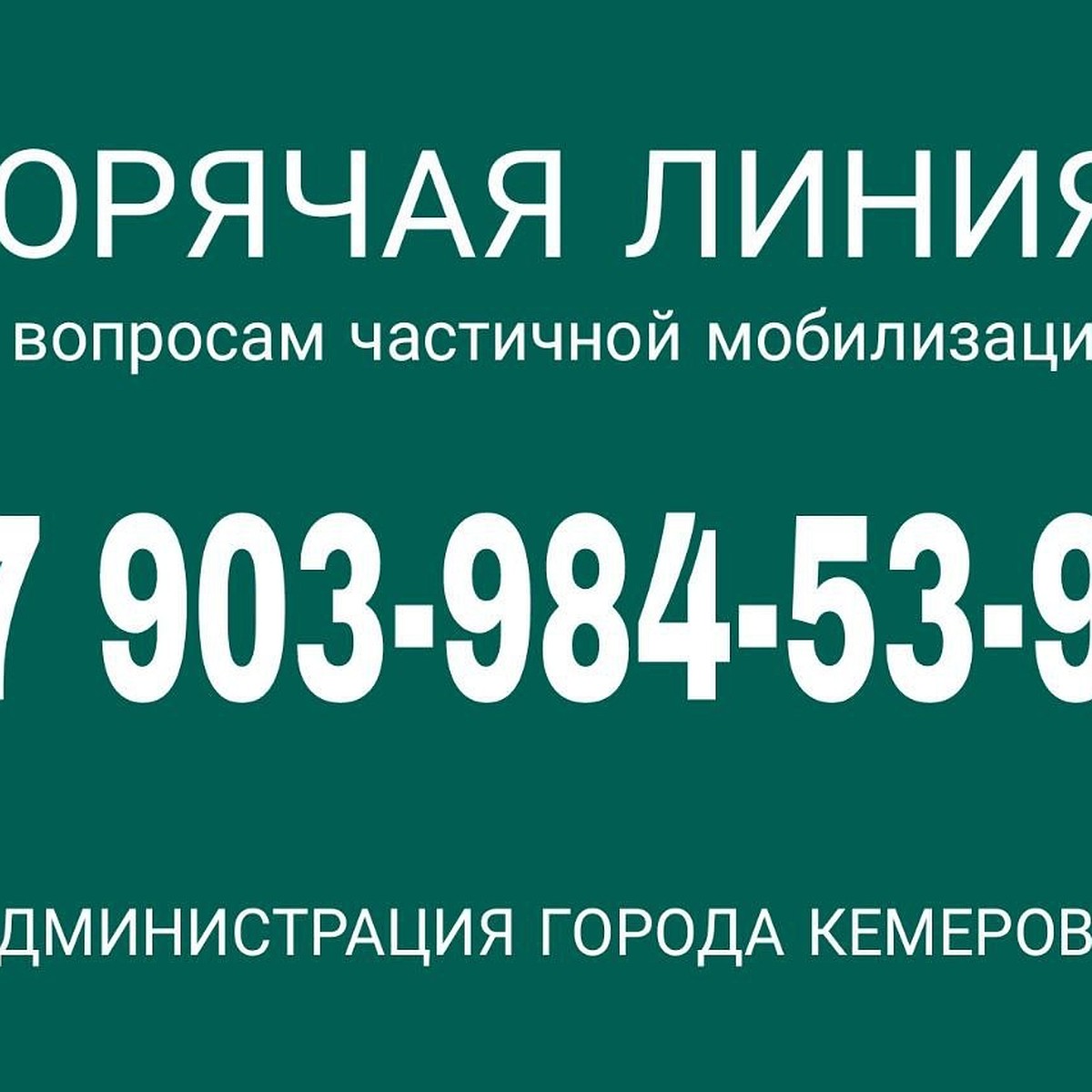 В Кемерове начала работать горячая линия по вопросам частичной мобилизации  - KP.RU