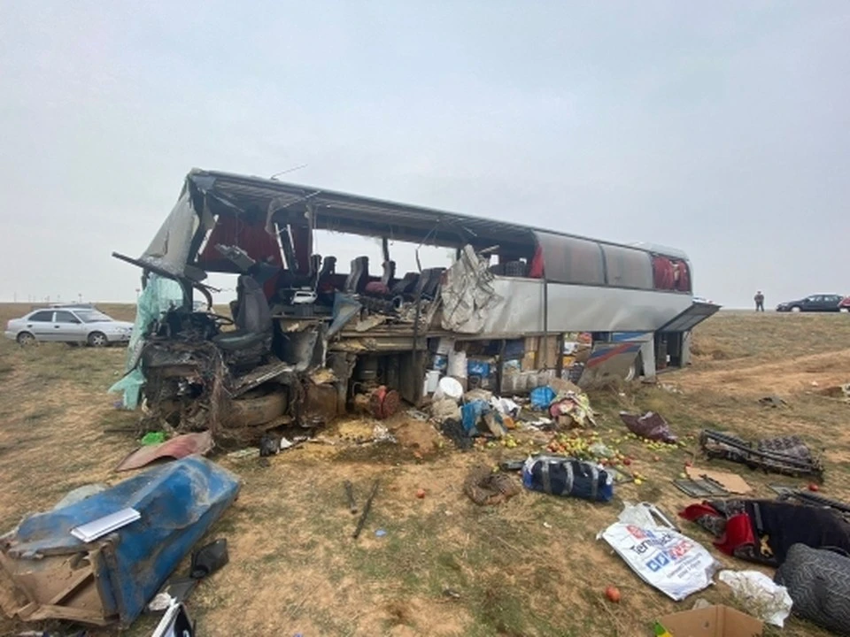 Сема пассажиров рейсового автобуса "Махачкала - Санкт-Петербург" погибли. Фото: СУ СК по Республике Калмыкия