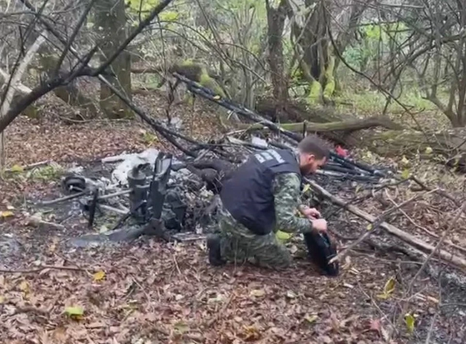 Следователи показали все, что осталось от дельтаплана. Фото: Западное СУТ