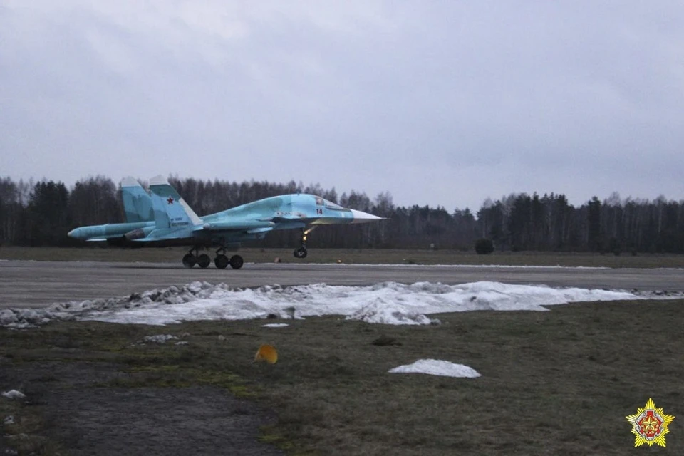 В Беларусь на учения прибыли российские Су-34. Фото: телеграм-канал Минобороны