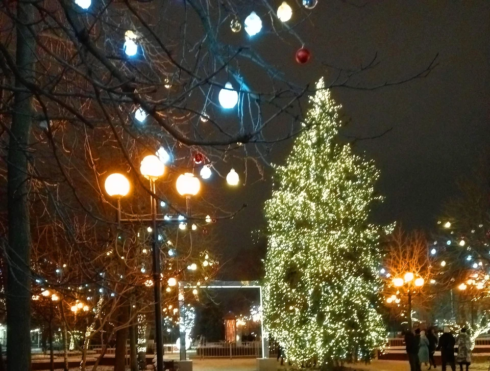 Новогодняя иллюминация в Белгороде останется до конца января.