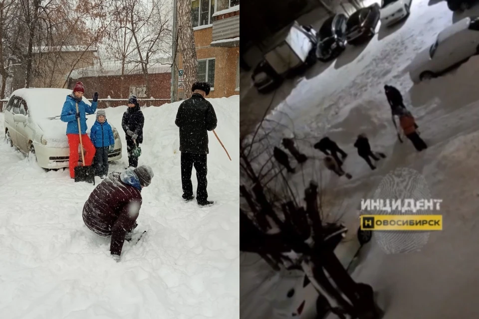 В Новосибирске жильцы домов сами вышли на уборку снега. Фото: предоставлено Светланой Каверзиной / Инцидент Новосибирск.