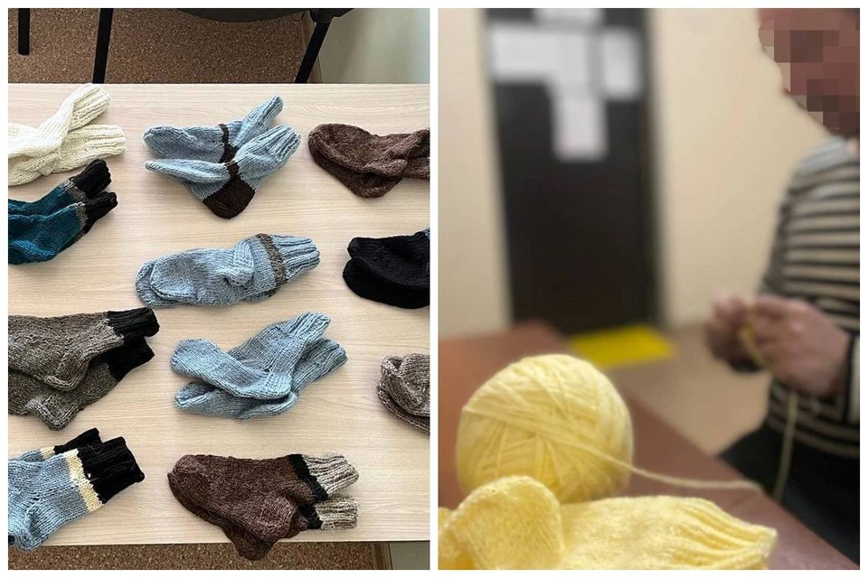 За месяц мужчина связал 19 пар носков. Фото: пресс-служба УФСИН России по Республике Бурятия