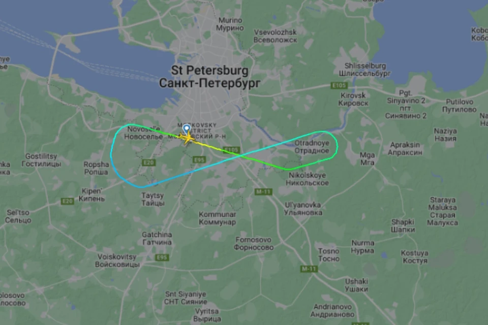 В Пулково по техническим причинам вернулся самолет, летевший в Ижевск. Фото: flightradar24.com