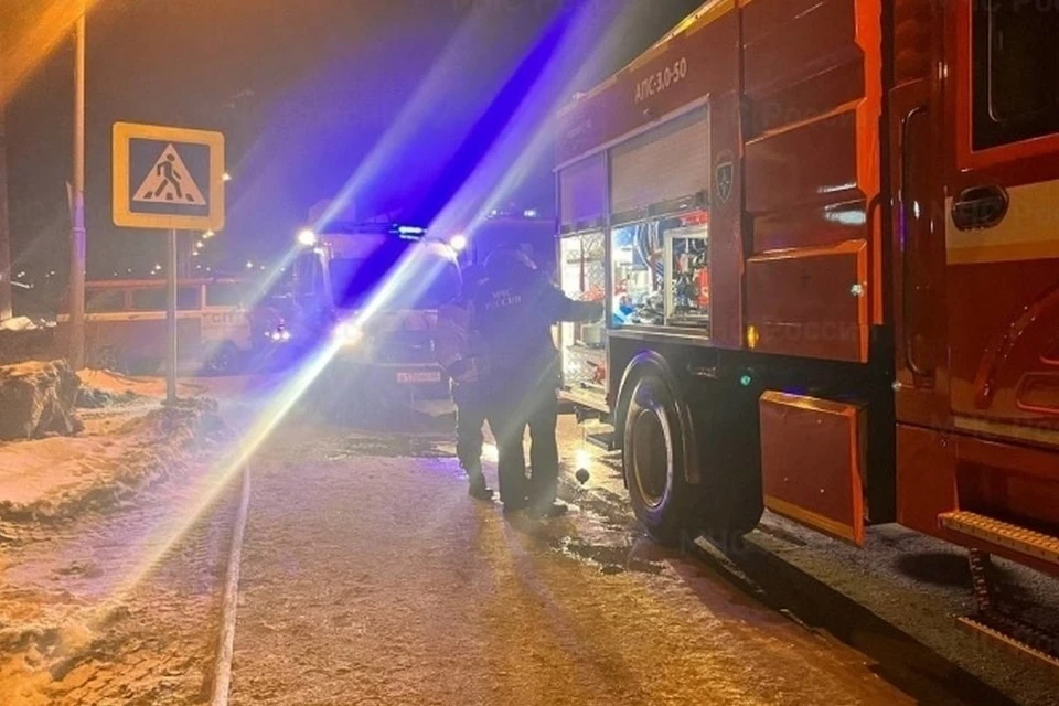 12 спасателей тушили ночью автомобиль в Ключах. Фото: ГУ МЧС России по Сахалинской области