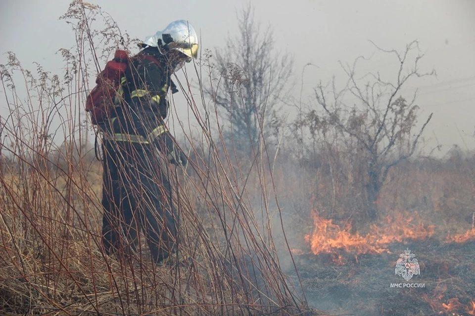 Пожарные семь раз выезжали на вызов из-за горящей травы в Хабаровском крае